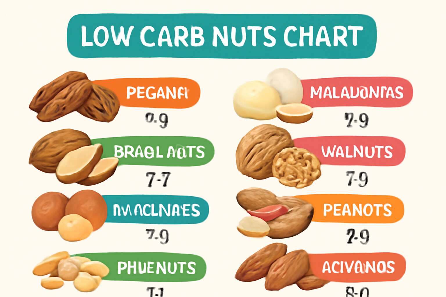 low carb nuts chart